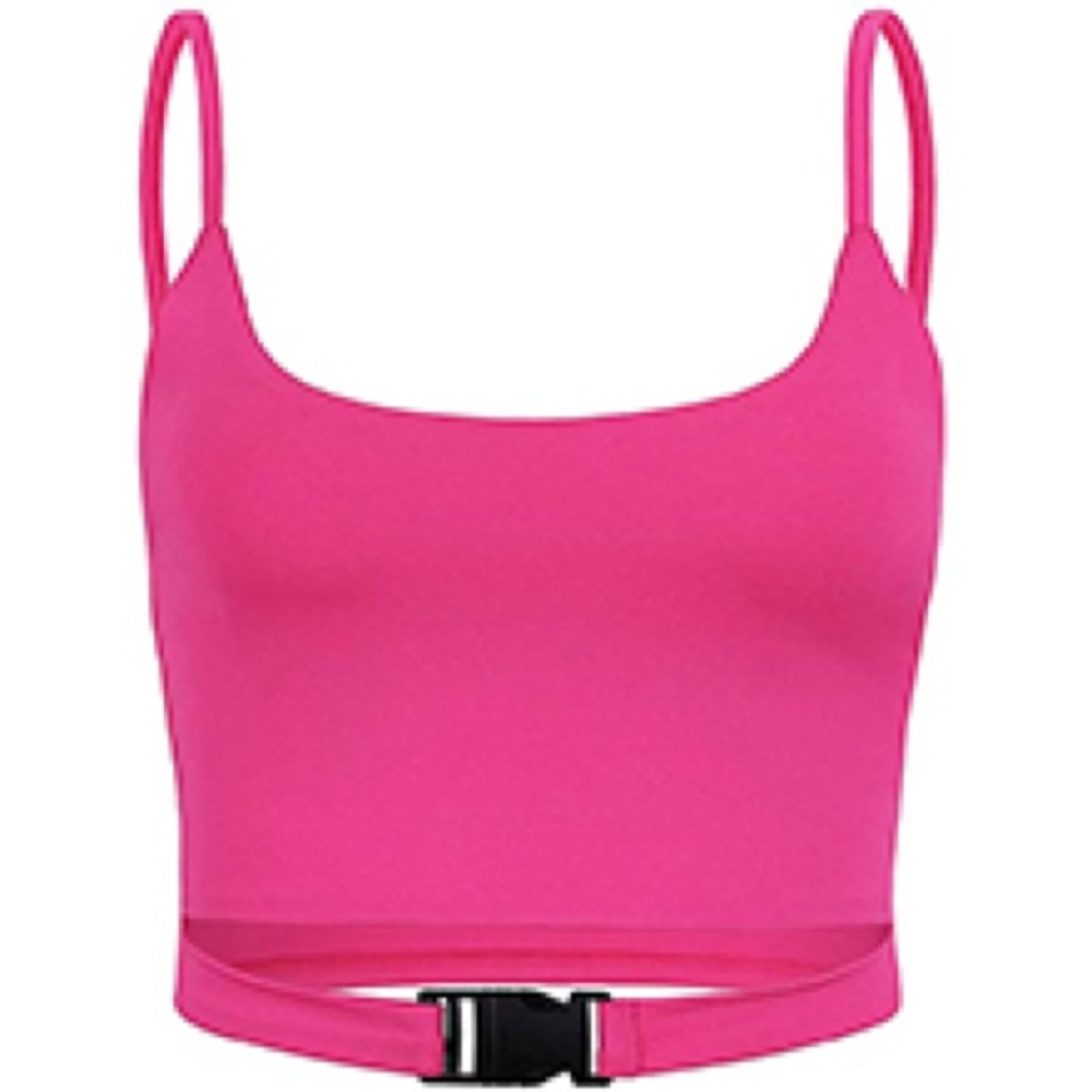 NWOT Hot Pink Buckle Crop Top